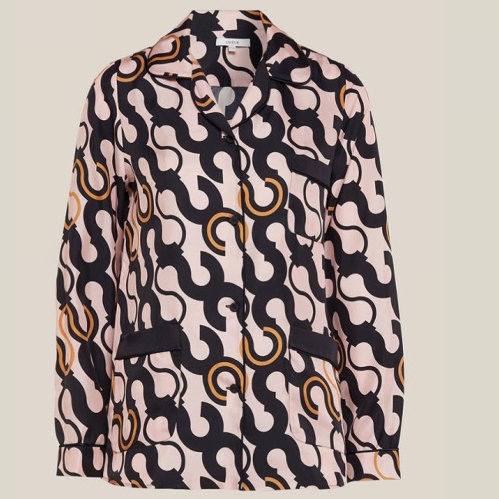 Layeur Fitzgerald 100% Silk Patterned pajama inspired top FR36
